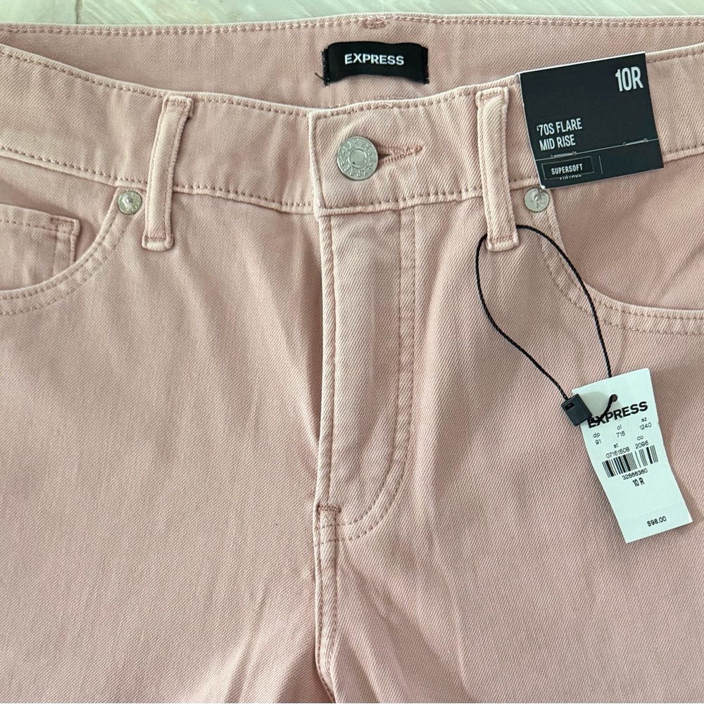 Express Women's Pink 70s Flare Jeans